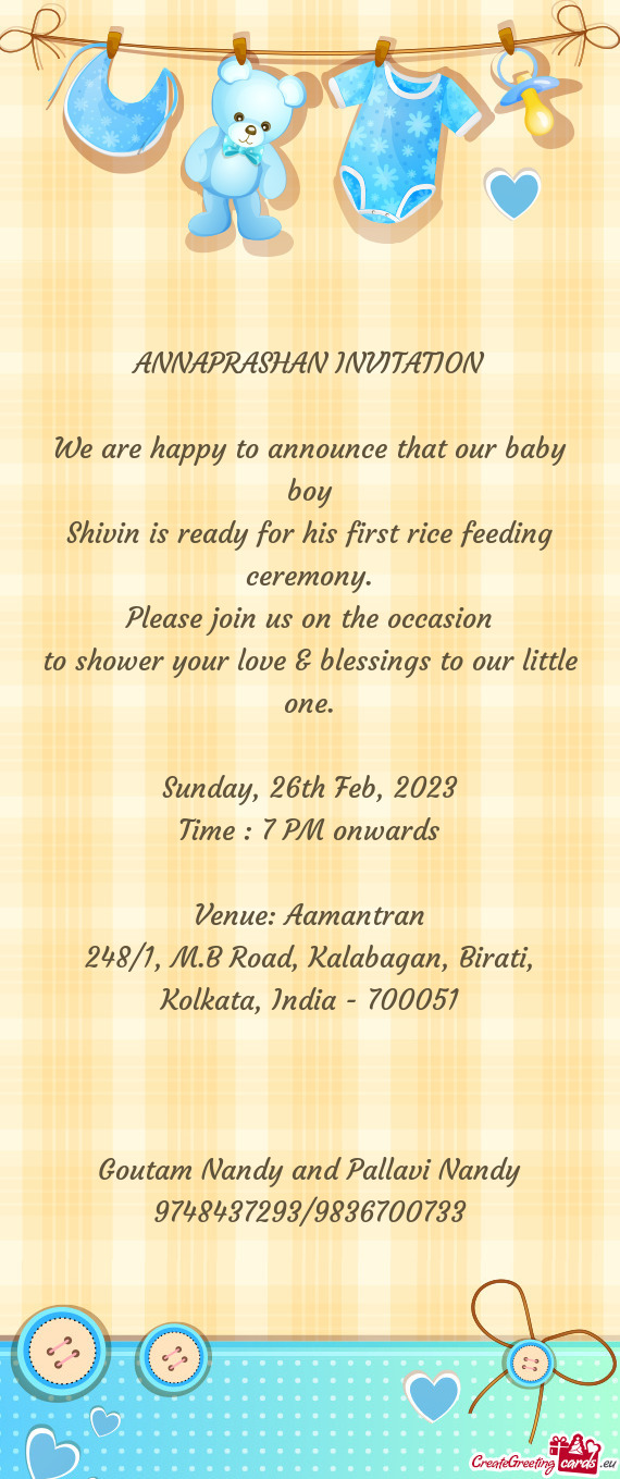 Shivin is ready for his first rice feeding ceremony