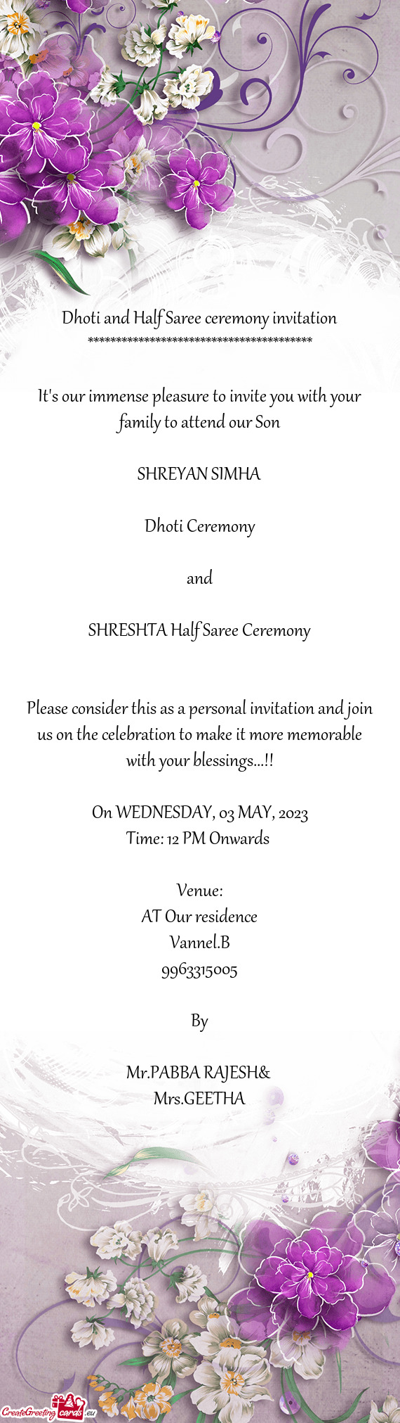 SHRESHTA Half Saree Ceremony