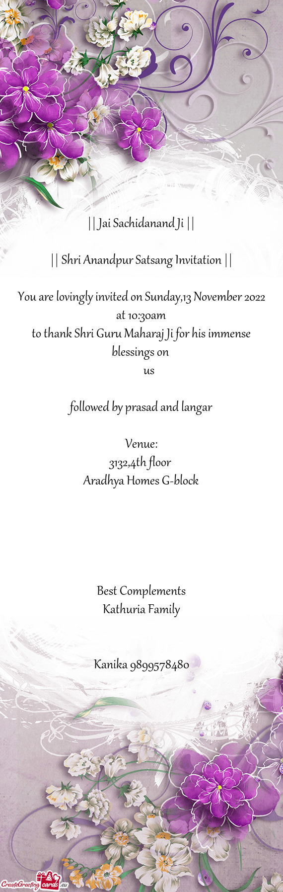 || Shri Anandpur Satsang Invitation ||