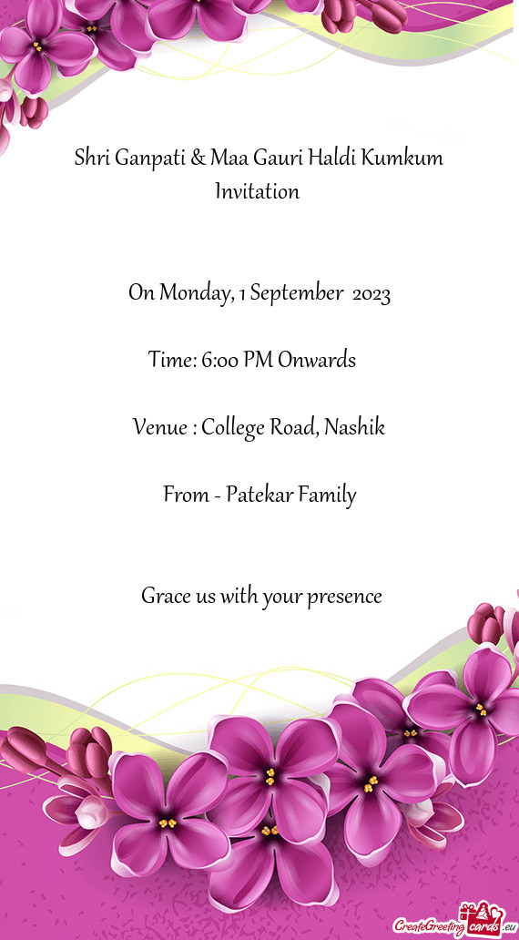 Shri Ganpati & Maa Gauri Haldi Kumkum Invitation
