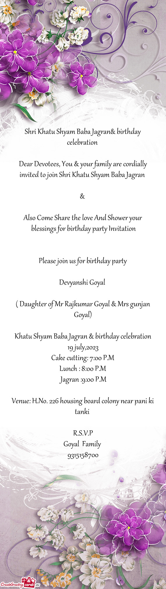 Shri Khatu Shyam Baba Jagran& birthday celebration