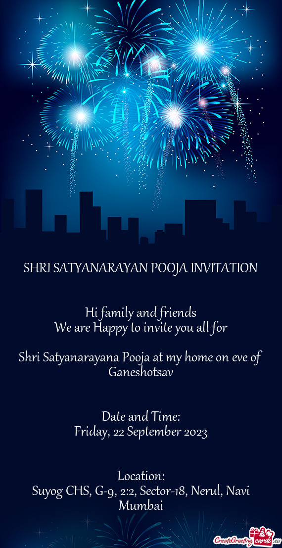 Shri Satyanarayana Pooja at my home on eve of Ganeshotsav