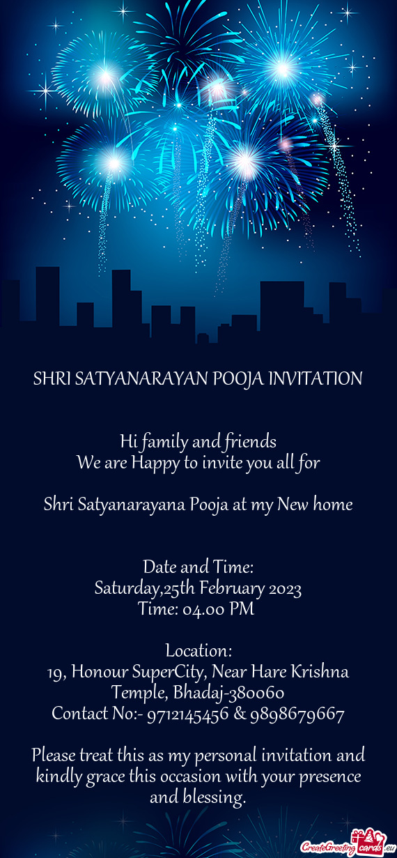 Shri Satyanarayana Pooja at my New home