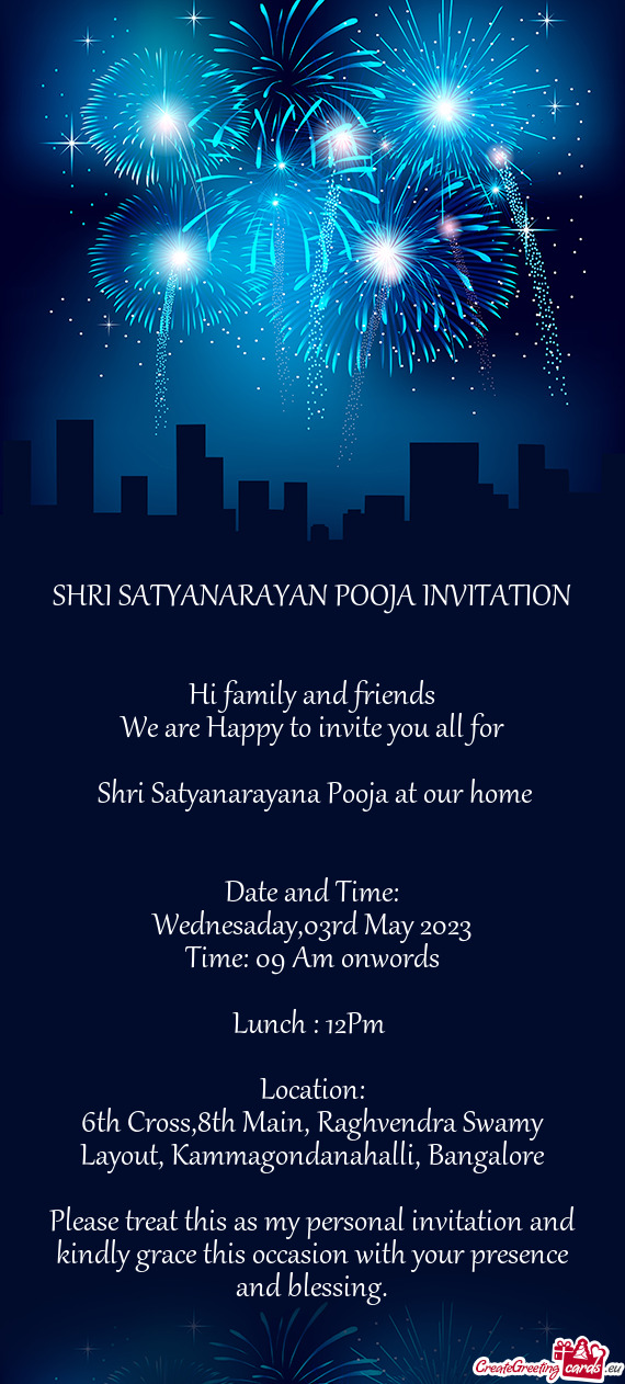 Shri Satyanarayana Pooja at our home