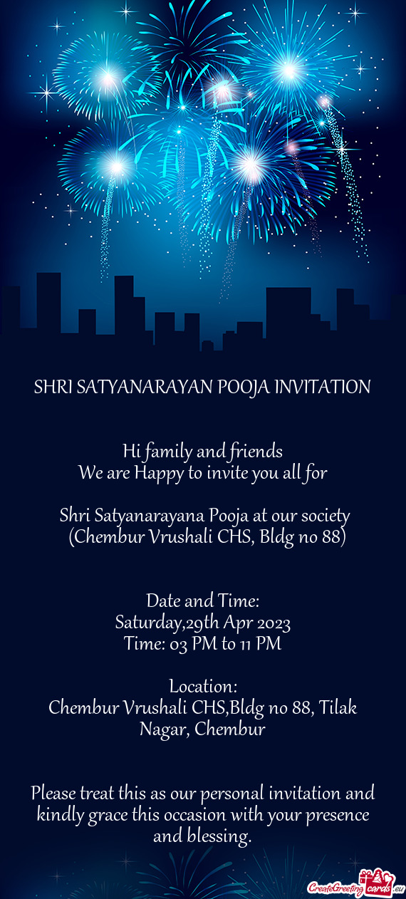 Shri Satyanarayana Pooja at our society