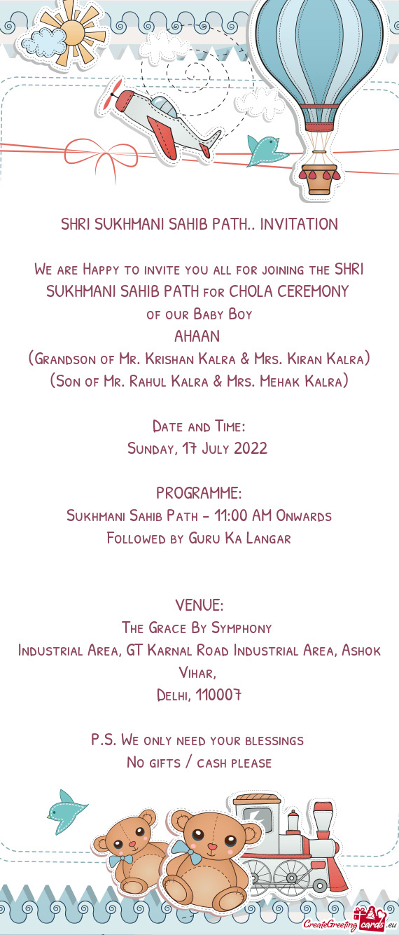 SHRI SUKHMANI SAHIB PATH.. INVITATION