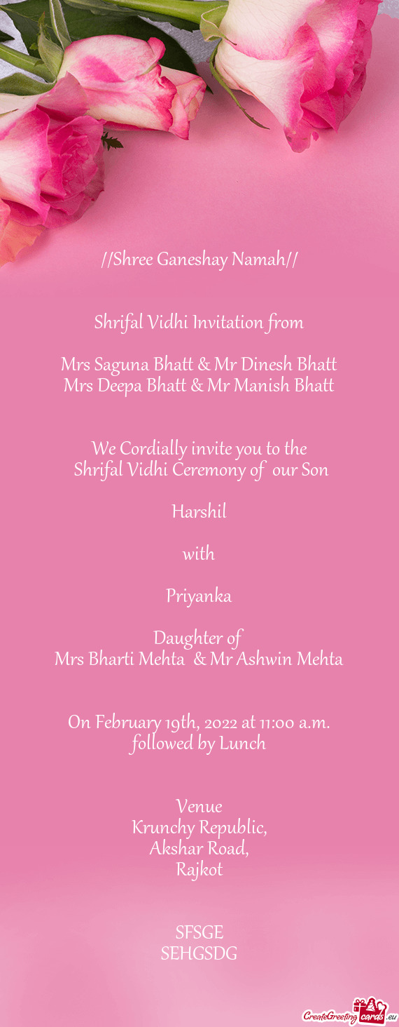 Shrifal Vidhi Invitation from