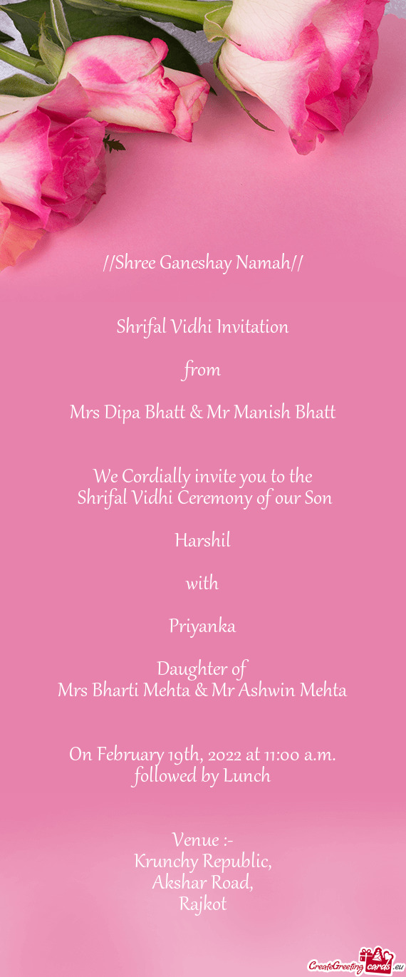 Shrifal Vidhi Invitation
