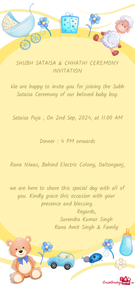 SHUBH SATAISA & CHHATHI CEREMONY INVITATION