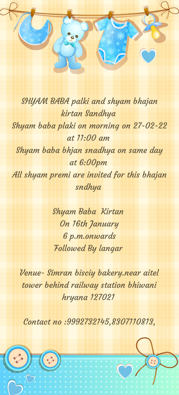 SHYAM BABA palki and shyam bhajan kirtan Sandhya