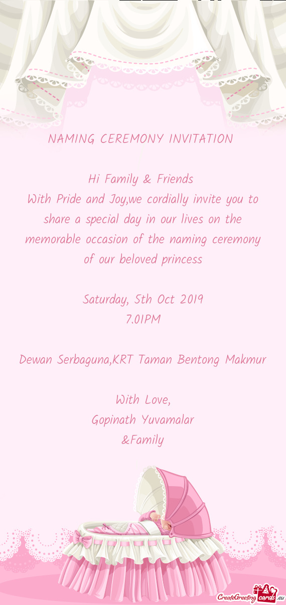 Sion of the naming ceremony of our beloved princess