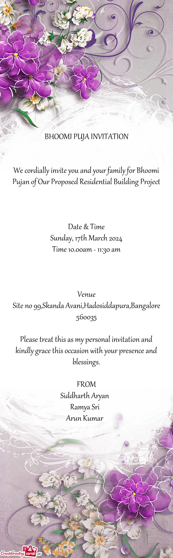 Site no 99,Skanda Avani,Hadosiddapura,Bangalore 560035