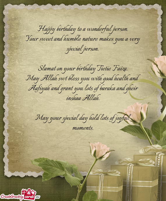 Slamat on your birthday Tietie Faiza