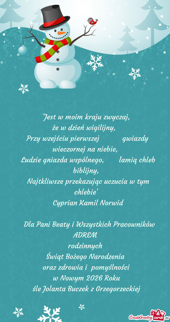 Śle Jolanta Buczek z Grzegorzeckiej