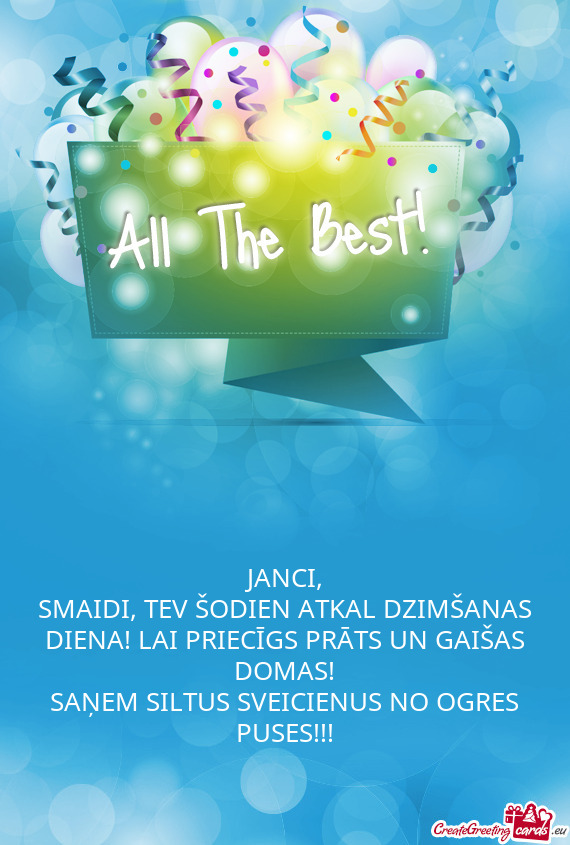 SMAIDI, TEV ŠODIEN ATKAL DZIMŠANAS DIENA! LAI PRIECĪGS PRĀTS UN GAIŠAS DOMAS