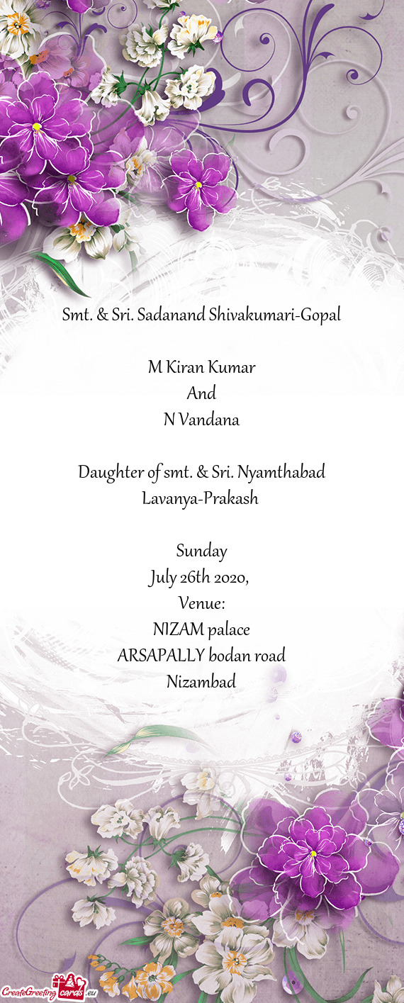 Smt. & Sri. Sadanand Shivakumari-Gopal