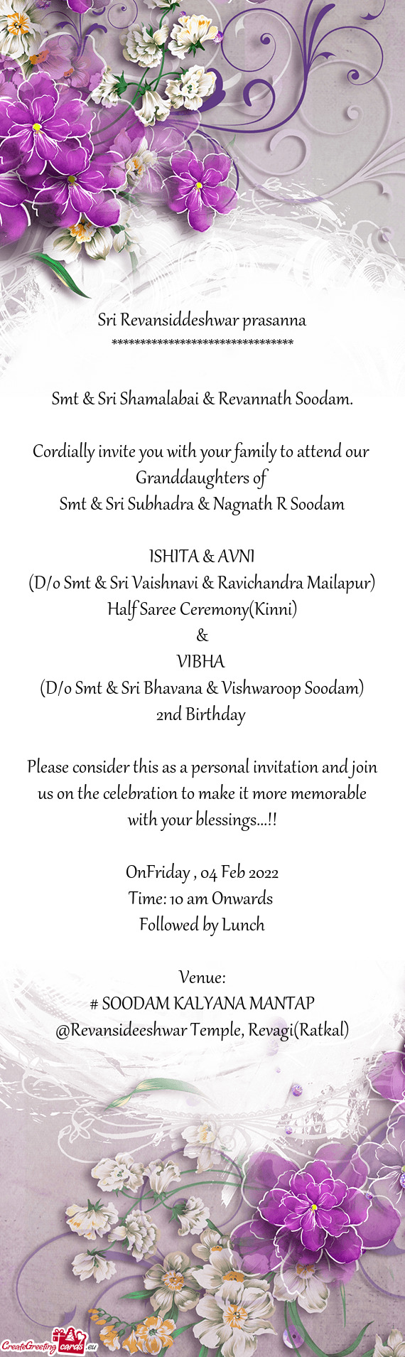 Smt & Sri Subhadra & Nagnath R Soodam