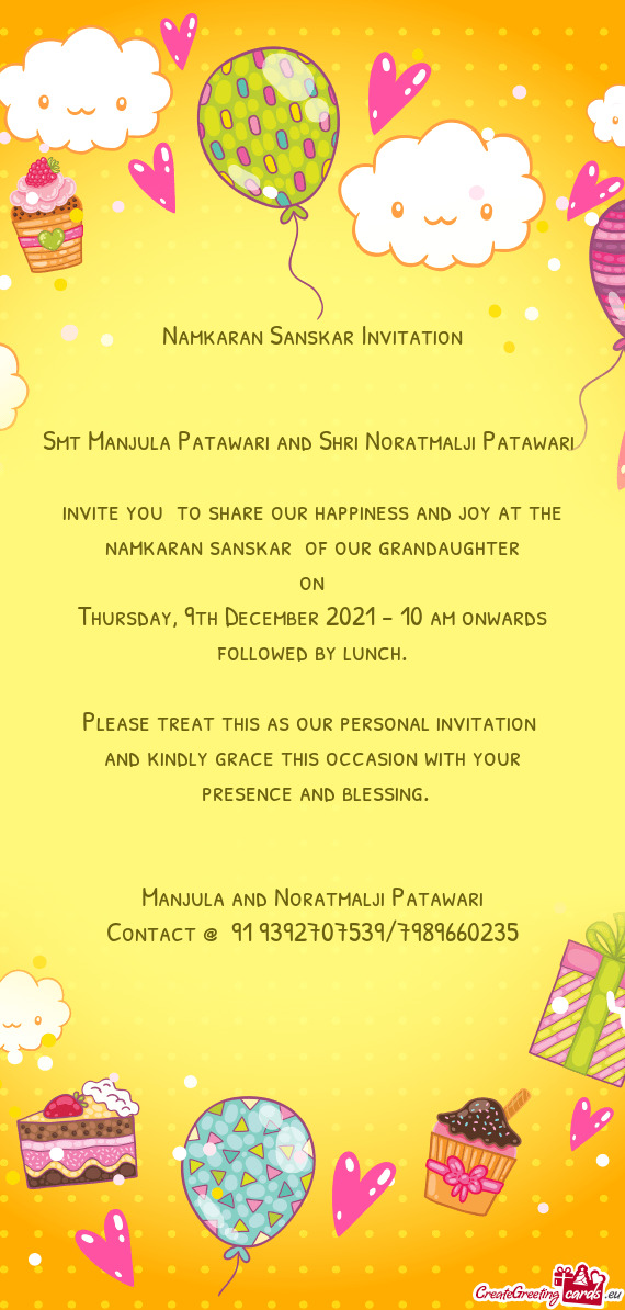 Smt Manjula Patawari and Shri Noratmalji Patawari