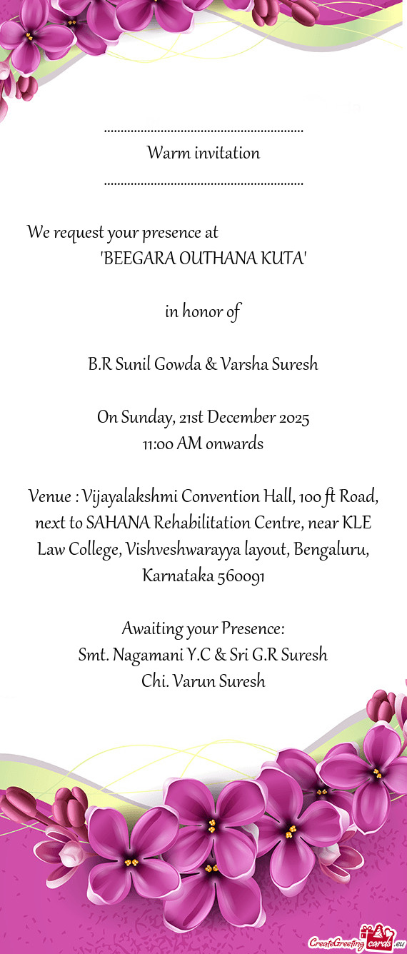 Smt. Nagamani Y.C & Sri G.R Suresh