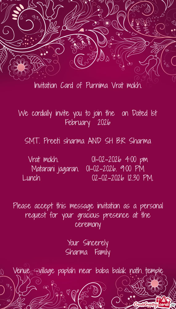 SMT. Preeti sharma AND SH B.R Sharma