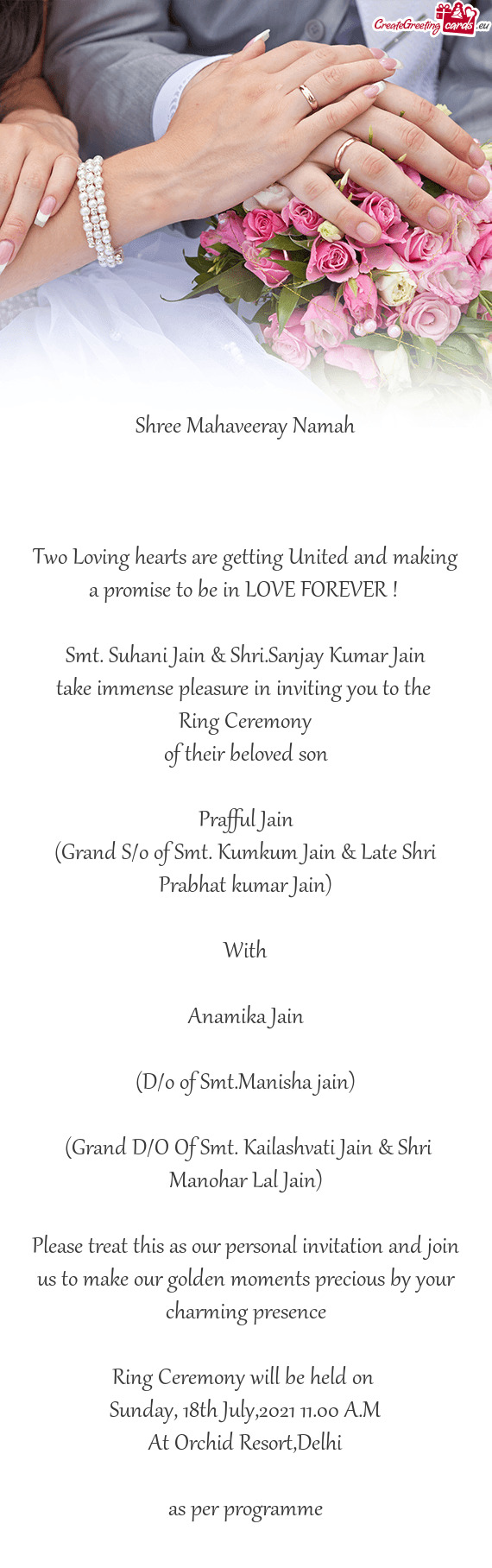 Smt. Suhani Jain & Shri.Sanjay Kumar Jain