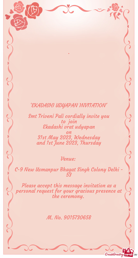 Smt Triveni Pali cordially invite you