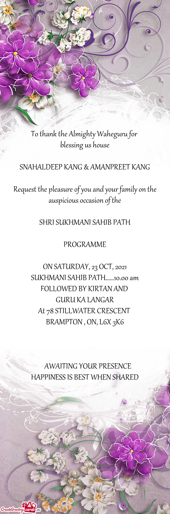sukhmani sahib path on friday october 23rd