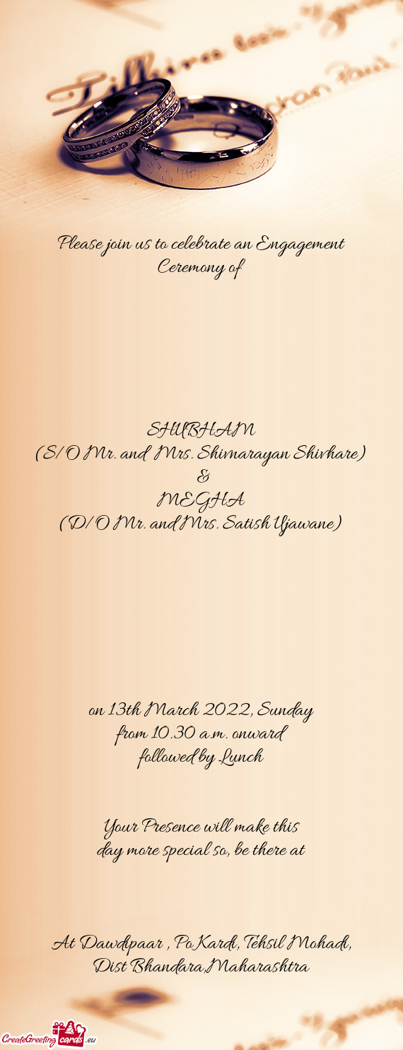 (S/O Mr. and Mrs. Shivnarayan Shivhare)