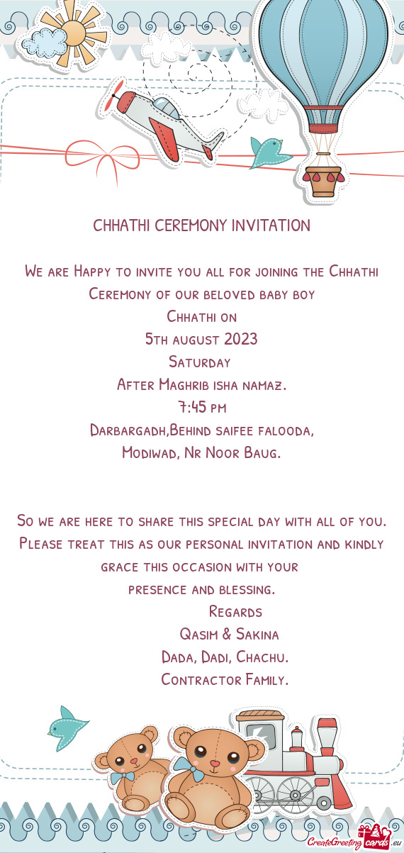 So we are here to share this special day with all of you. Please treat this as our personal invitati