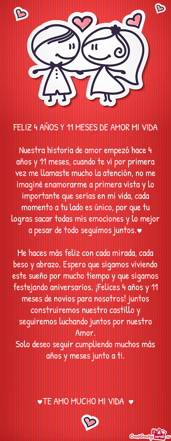 Solo deseo seguir cumpliendo muchos más años y meses junto a ti