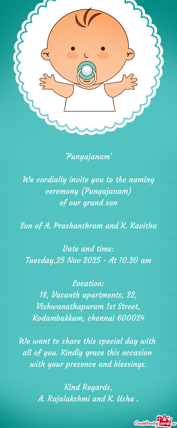 Son of A. Prashanthram and K. Kavitha