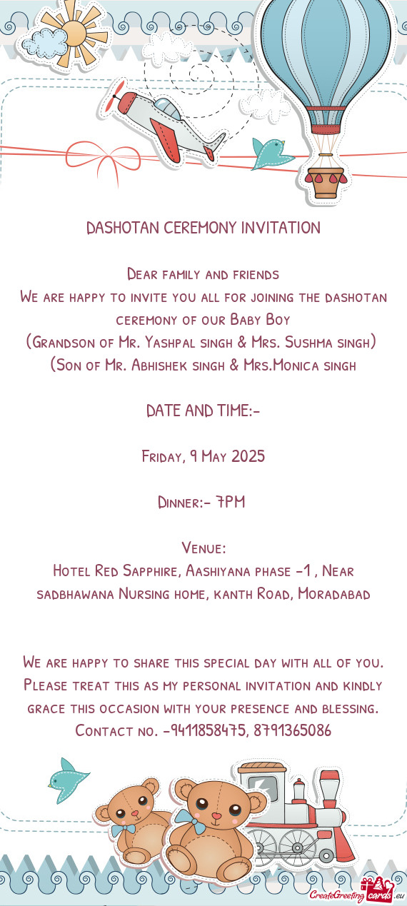 (Son of Mr. Abhishek singh & Mrs.Monica singh