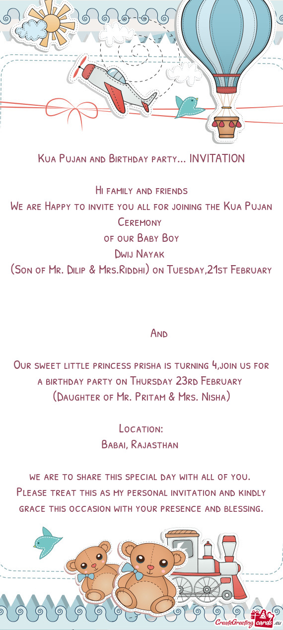 (Son of Mr. Dilip & Mrs.Riddhi) on Tuesday,21st February
