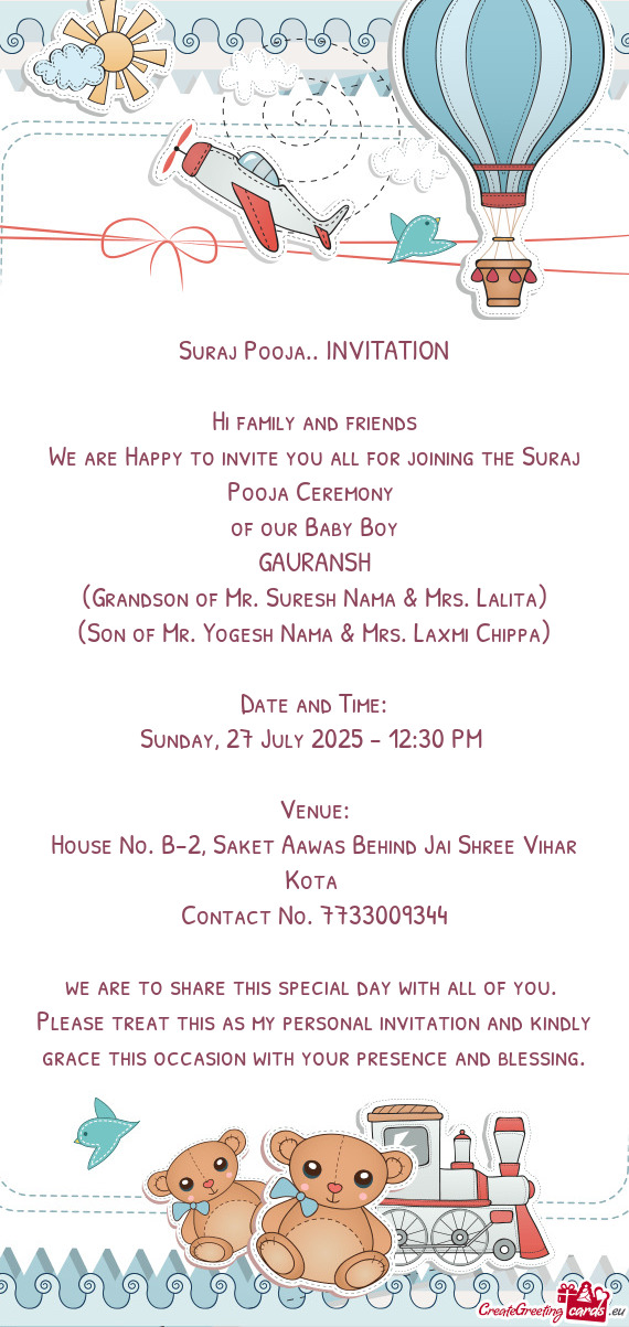 (Son of Mr. Yogesh Nama & Mrs. Laxmi Chippa)