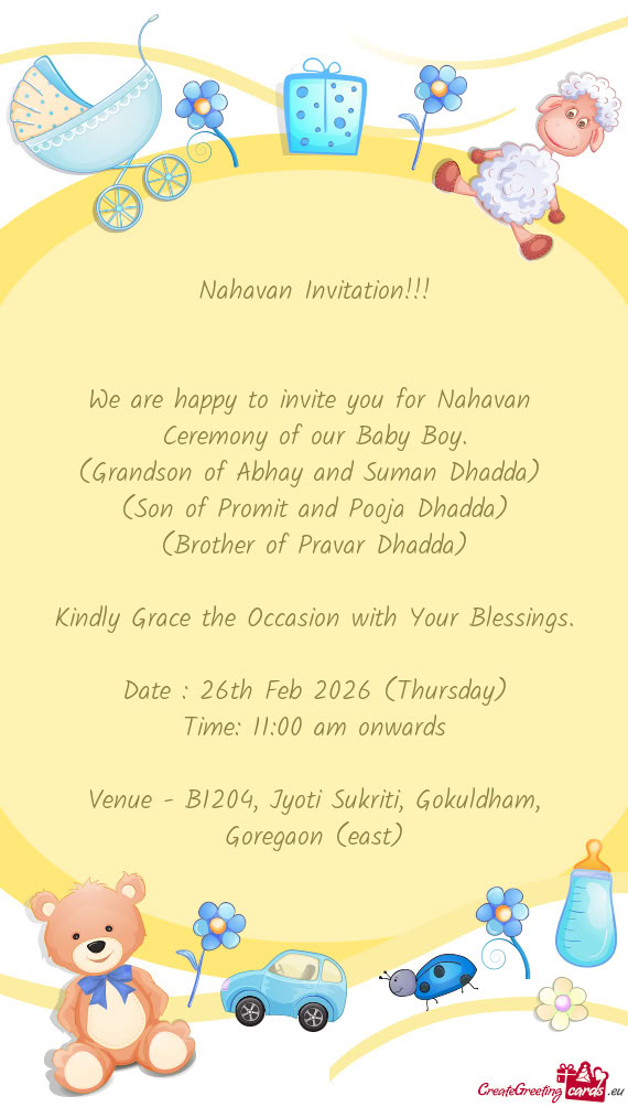 (Son of Promit and Pooja Dhadda)