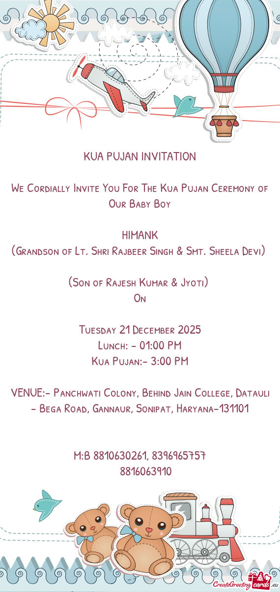 (Son of Rajesh Kumar & Jyoti)