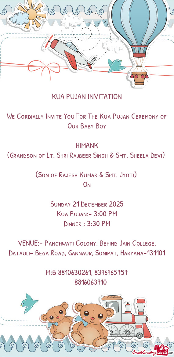 (Son of Rajesh Kumar & Smt. Jyoti)