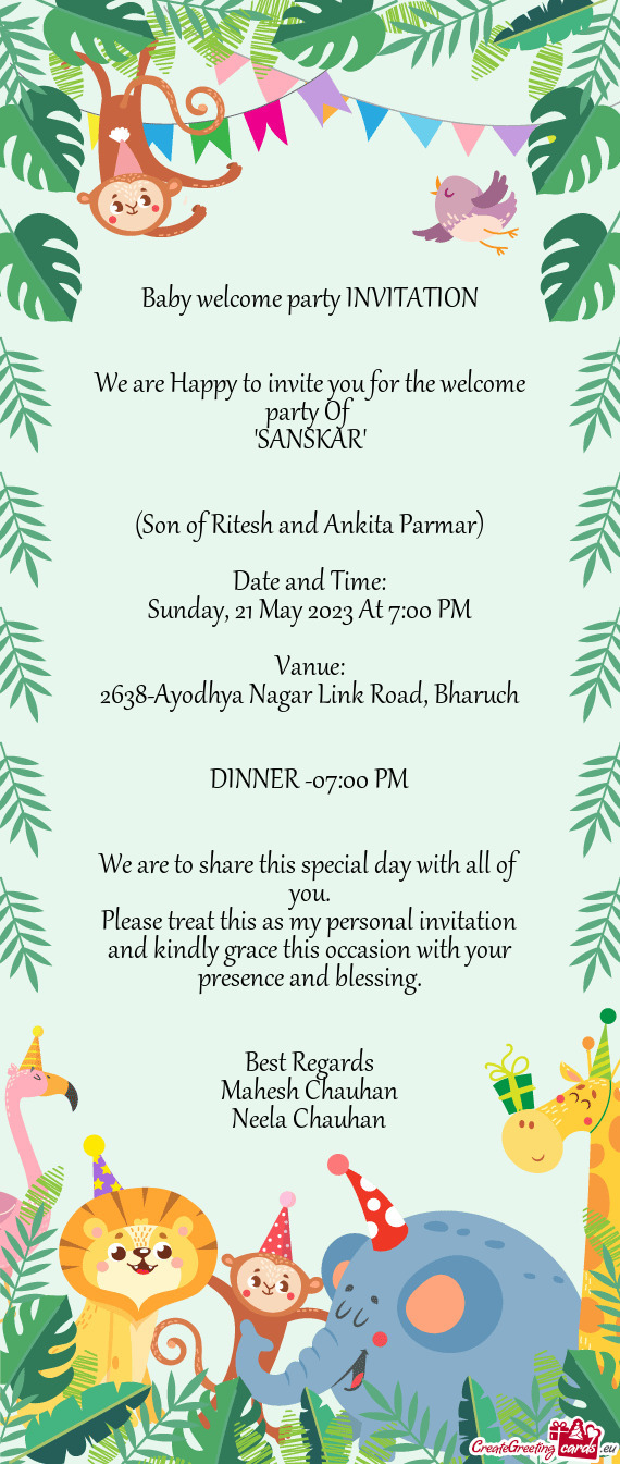(Son of Ritesh and Ankita Parmar) Date and Time