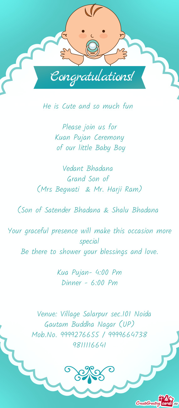 (Son of Satender Bhadana & Shalu Bhadana