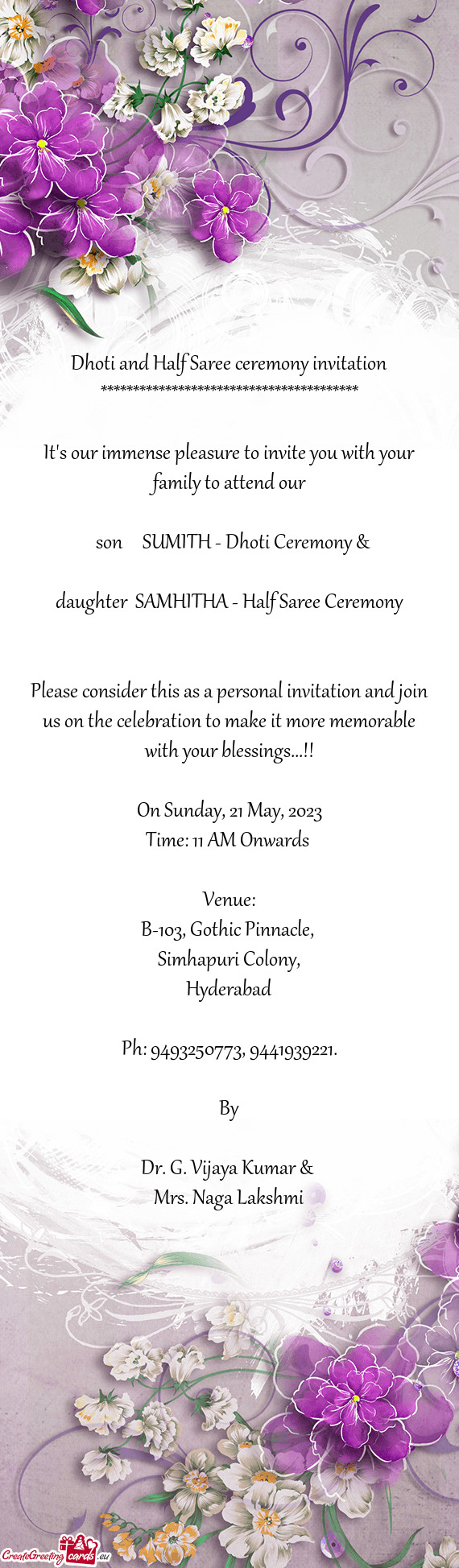 Son  SUMITH - Dhoti Ceremony &