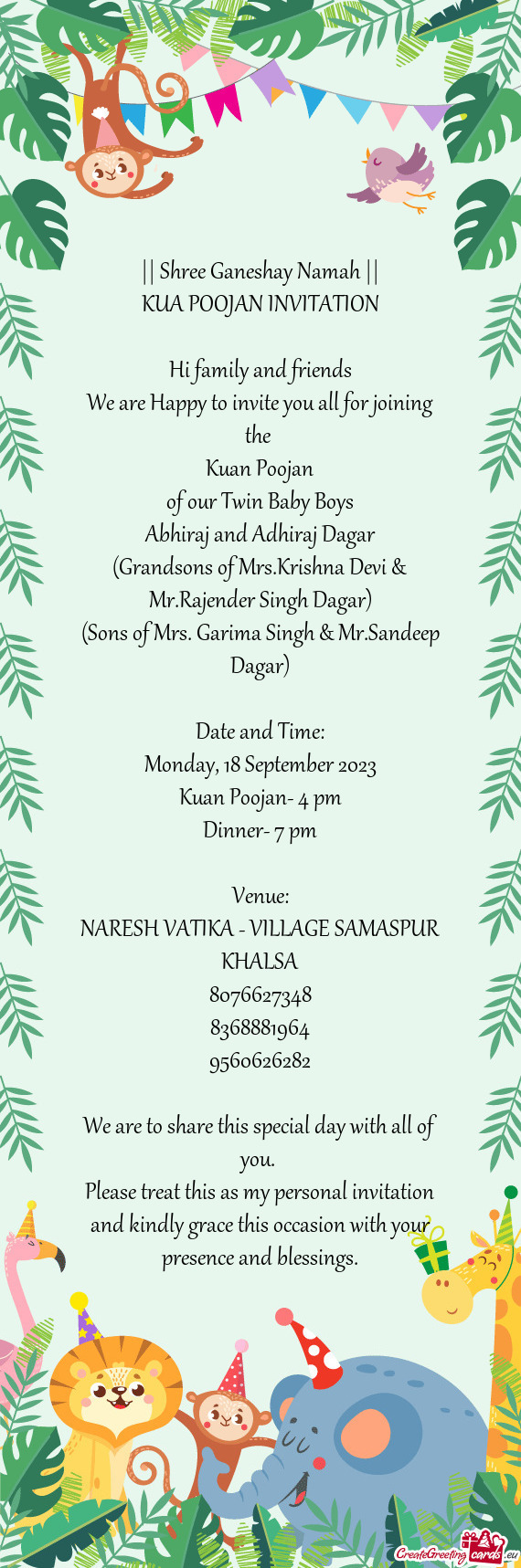 (Sons of Mrs. Garima Singh & Mr.Sandeep Dagar)