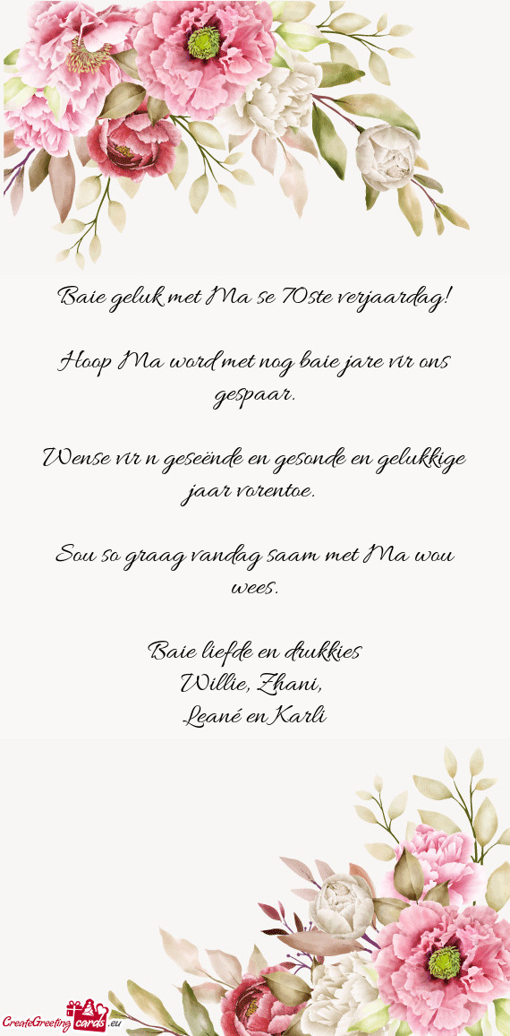 Sou so graag vandag saam met Ma wou wees