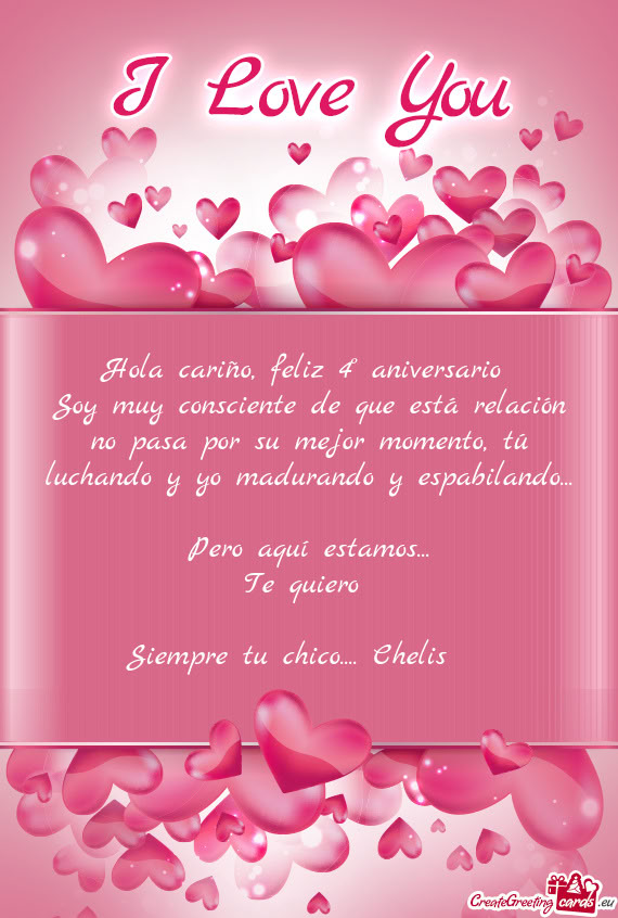 Soy muy consciente de que está relación no pasa por su mejor momento, tú luchando y yo madurando