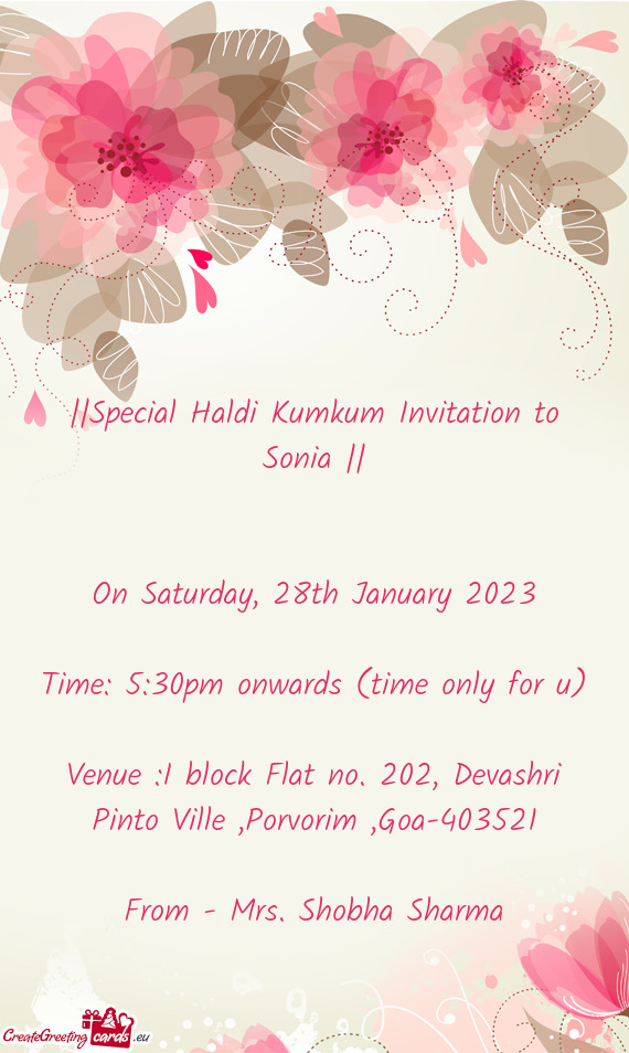 ||Special Haldi Kumkum Invitation to Sonia ||