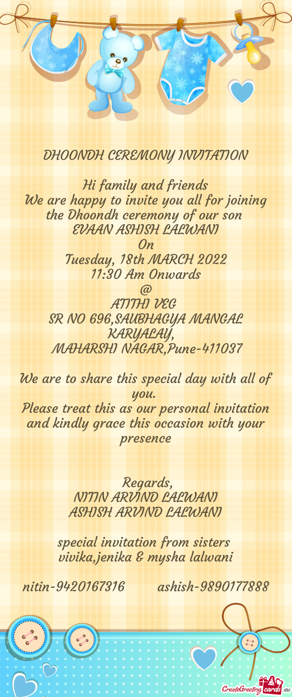 Special invitation from sisters