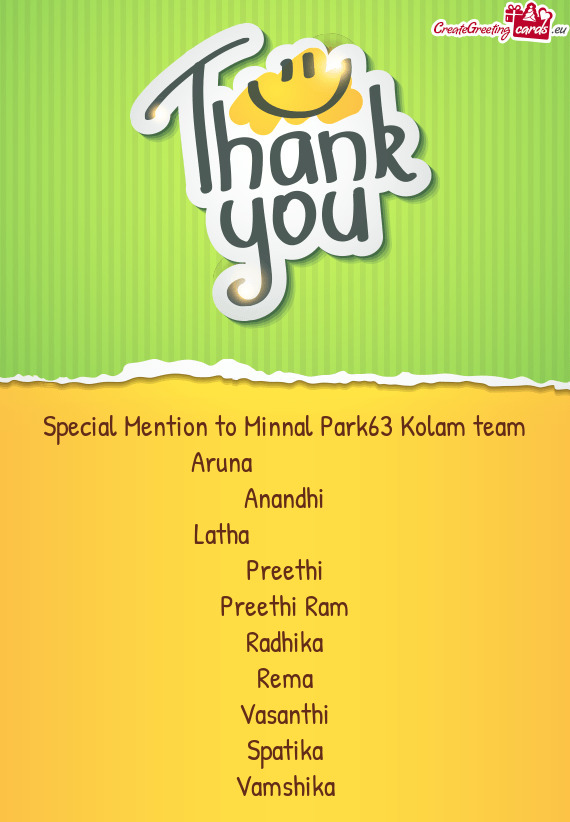 Special Mention to Minnal Park63 Kolam team