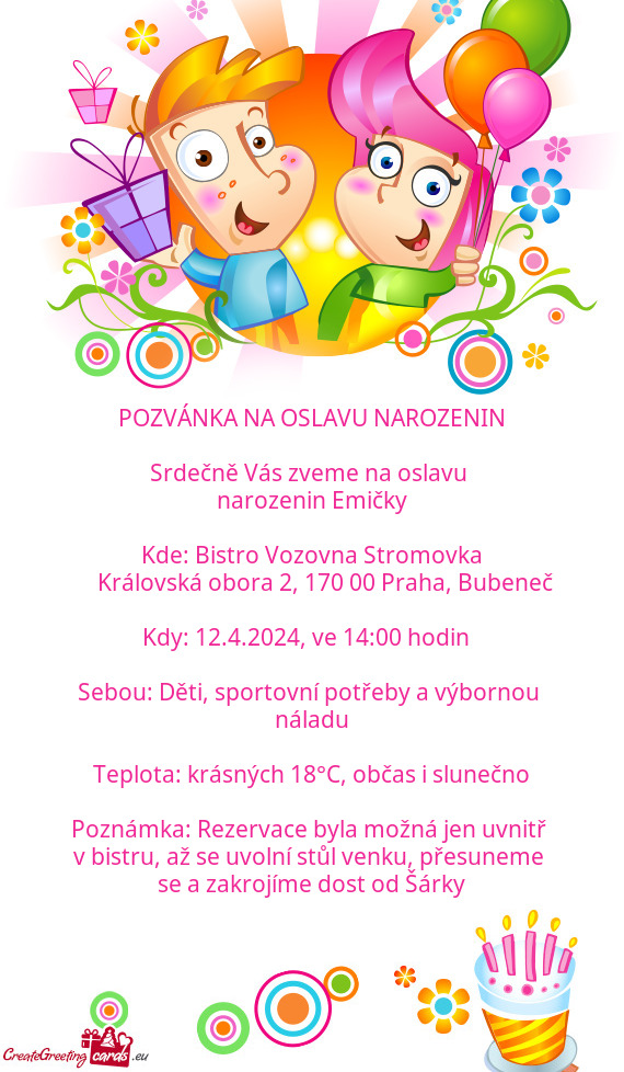 Srdečně Vás zveme na oslavu