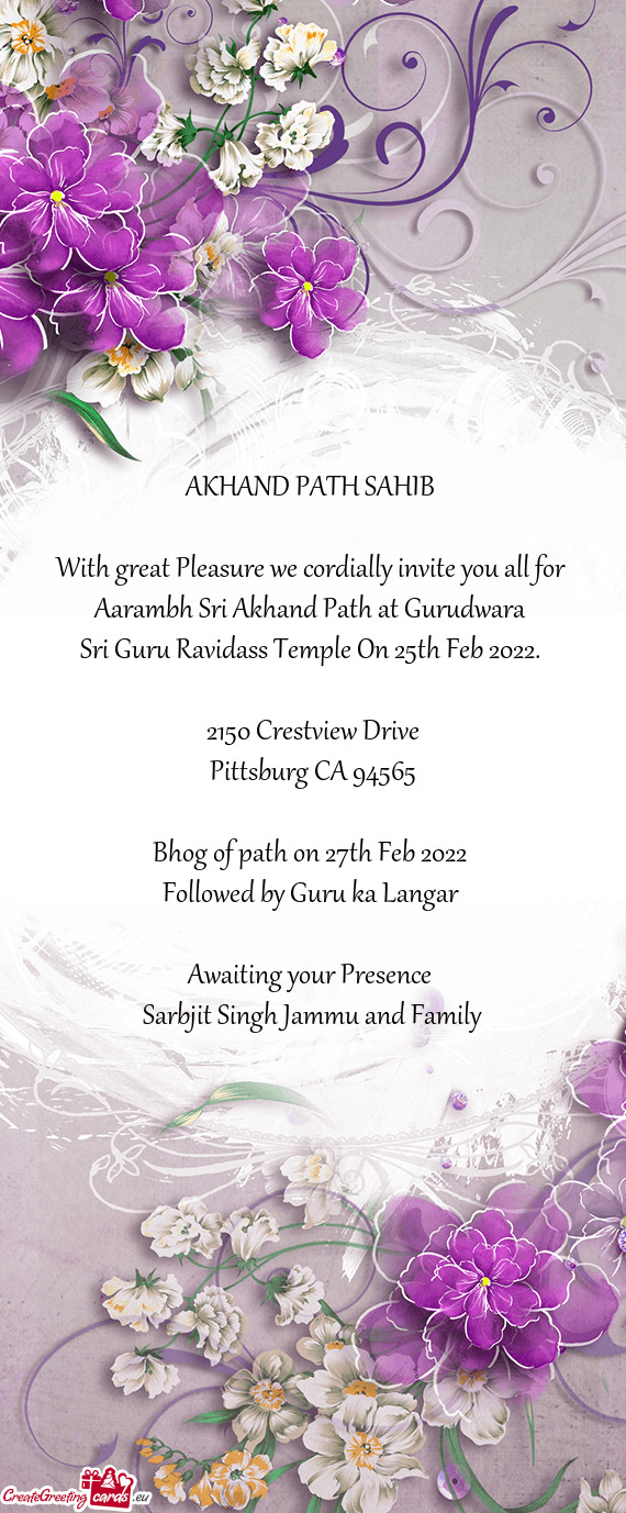 Sri Guru Ravidass Temple On 25th Feb 2022