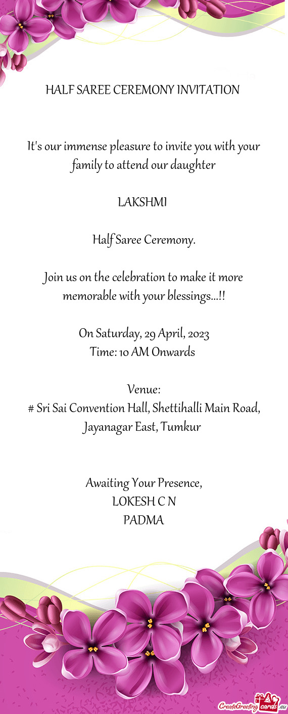 # Sri Sai Convention Hall, Shettihalli Main Road, Jayanagar East, Tumkur