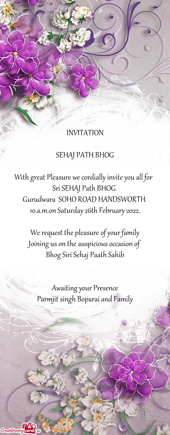Sri SEHAJ Path BHOG